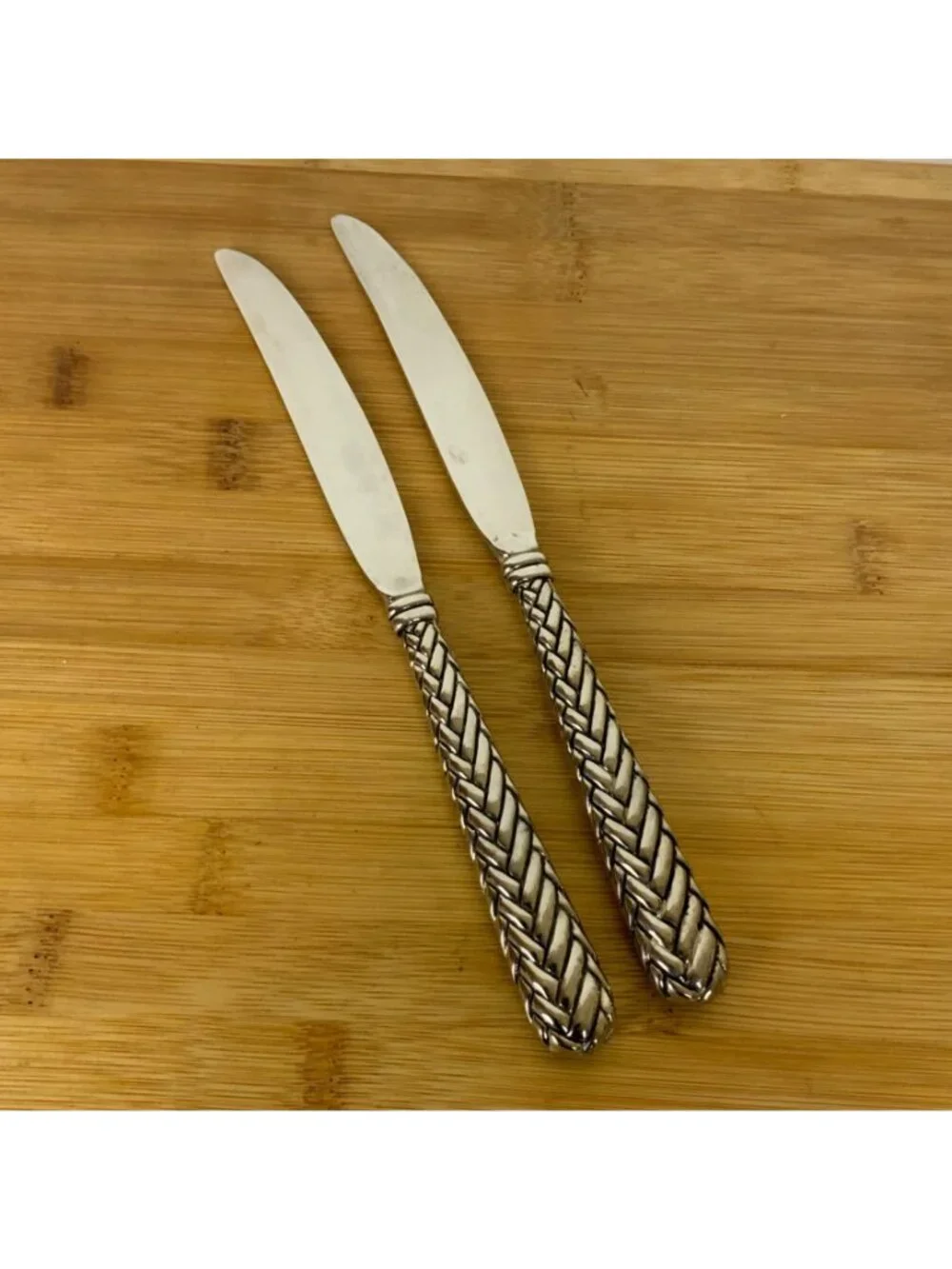 Godinger Weave Silverplate Flatware Lot of 7 Pieces Forks Knives Soup Spoon